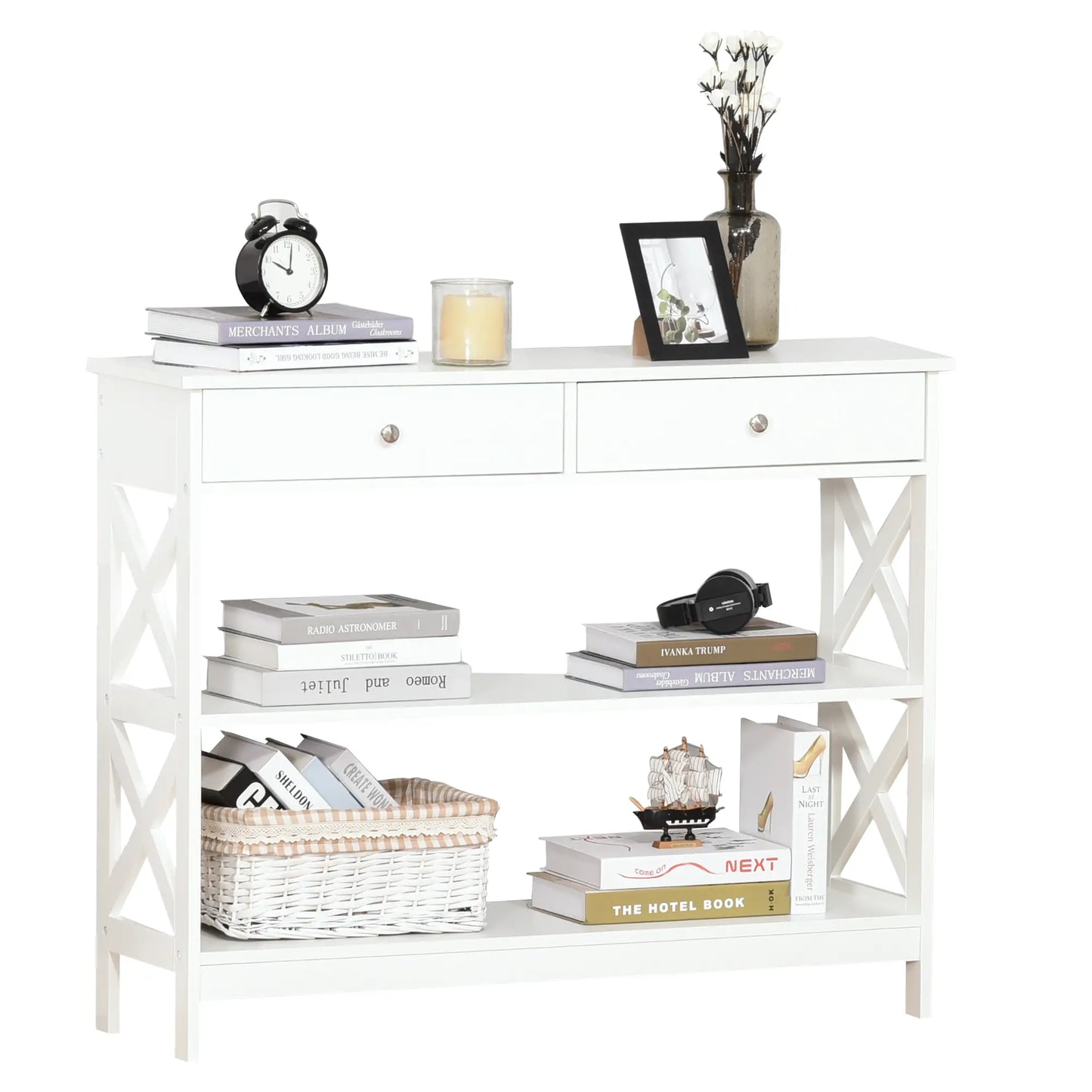 CONSOLA MODERNA BLANCA “X-LINE DOUBLE DRAWER” image 3