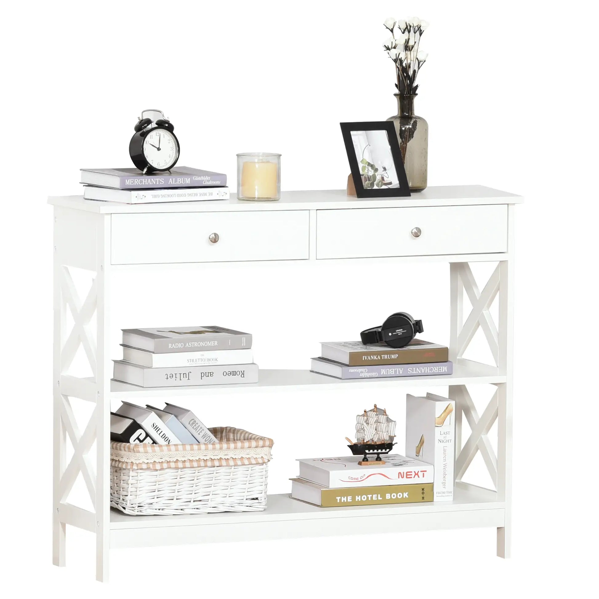 CONSOLA MODERNA BLANCA “X-LINE DOUBLE DRAWER” image 3