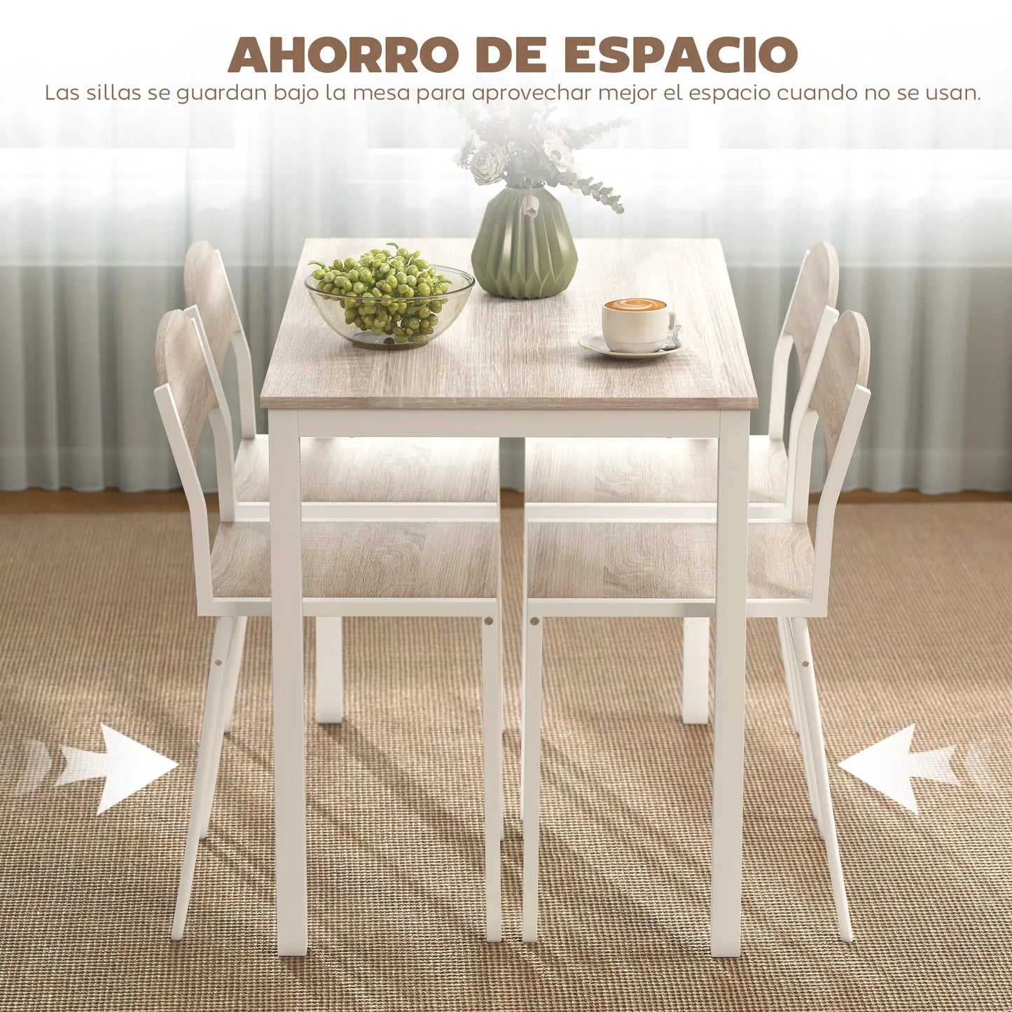 JUEGO DE MESA Y 4 SILLAS DE COMEDOR ESTILO MODERNO BLANCO – MODELO NORDIC image 8