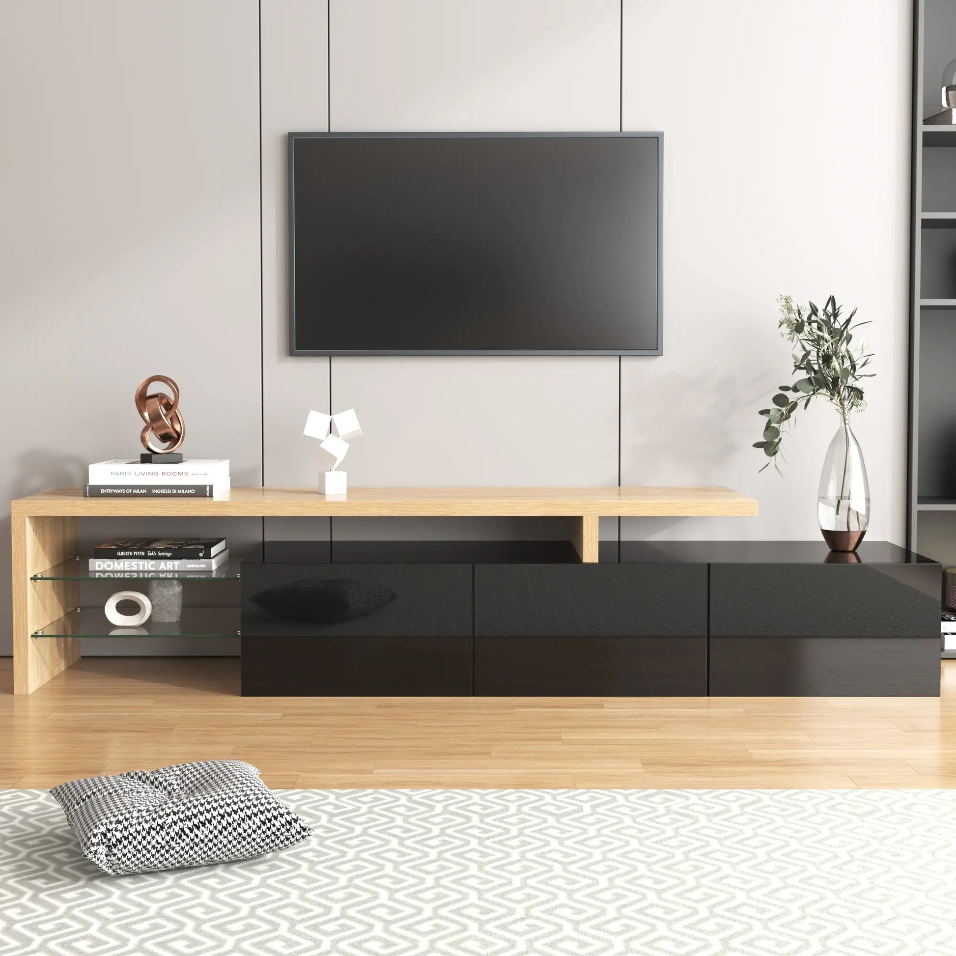 MUEBLE TV “LUX BLACK WOOD LED” 197,5 CM image 2