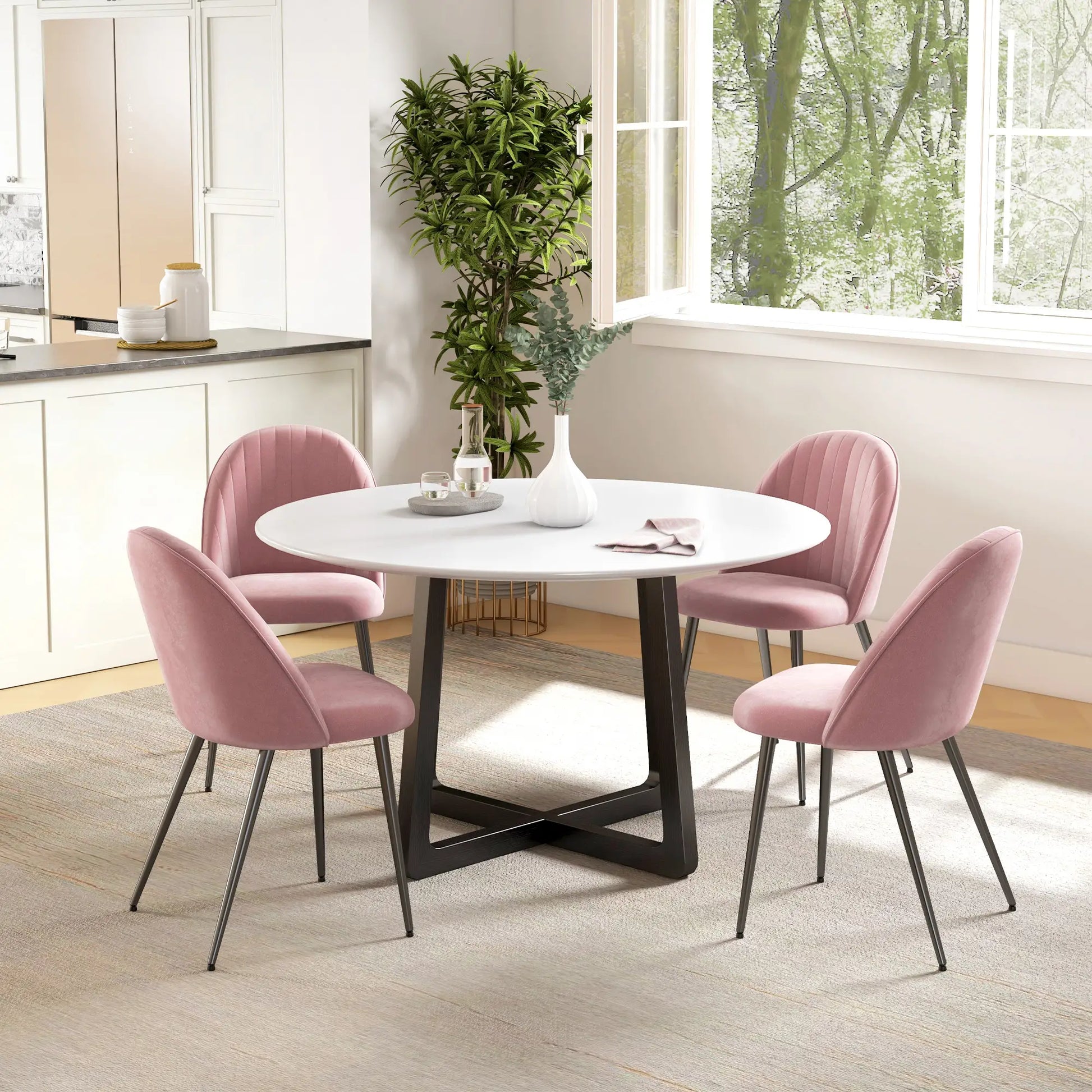 PACK DE 4 SILLAS DE COMEDOR MODERNAS EN TERCIOPELO ROSA PALO image 0