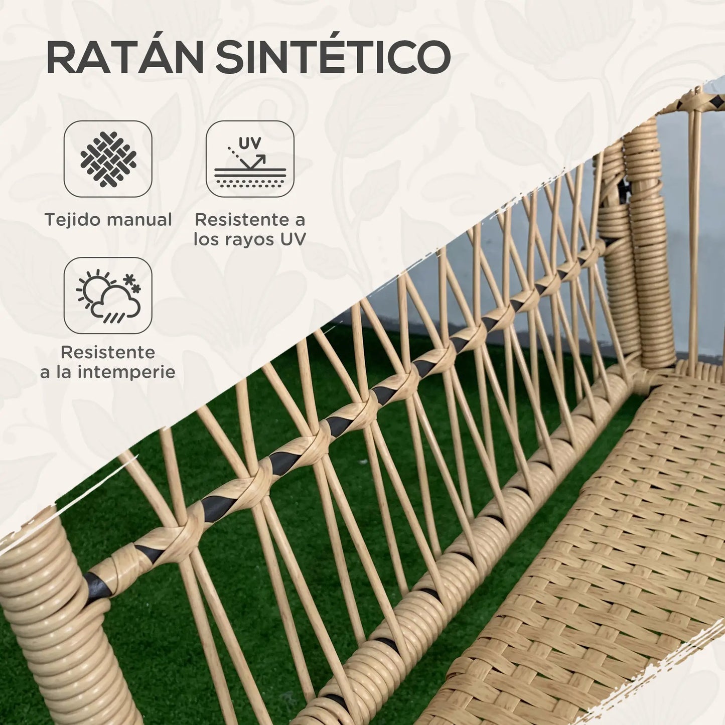 CONJUNTO DE JARDÍN RATÁN PE 2 SILLONES + MESA REDONDA – MODELO BALI image 1