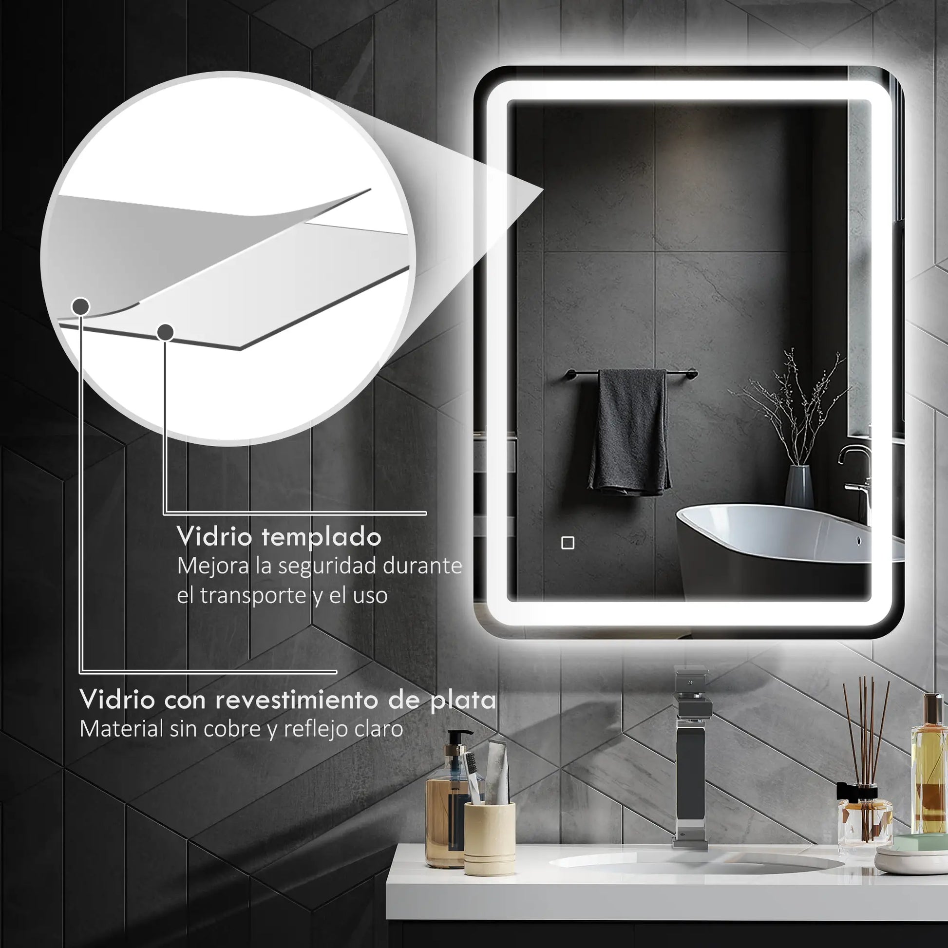 ESPEJO DE BAÑO LED LUMIRA AIR 60X80 CON ANTIVAHO Y MEMORIA image 4