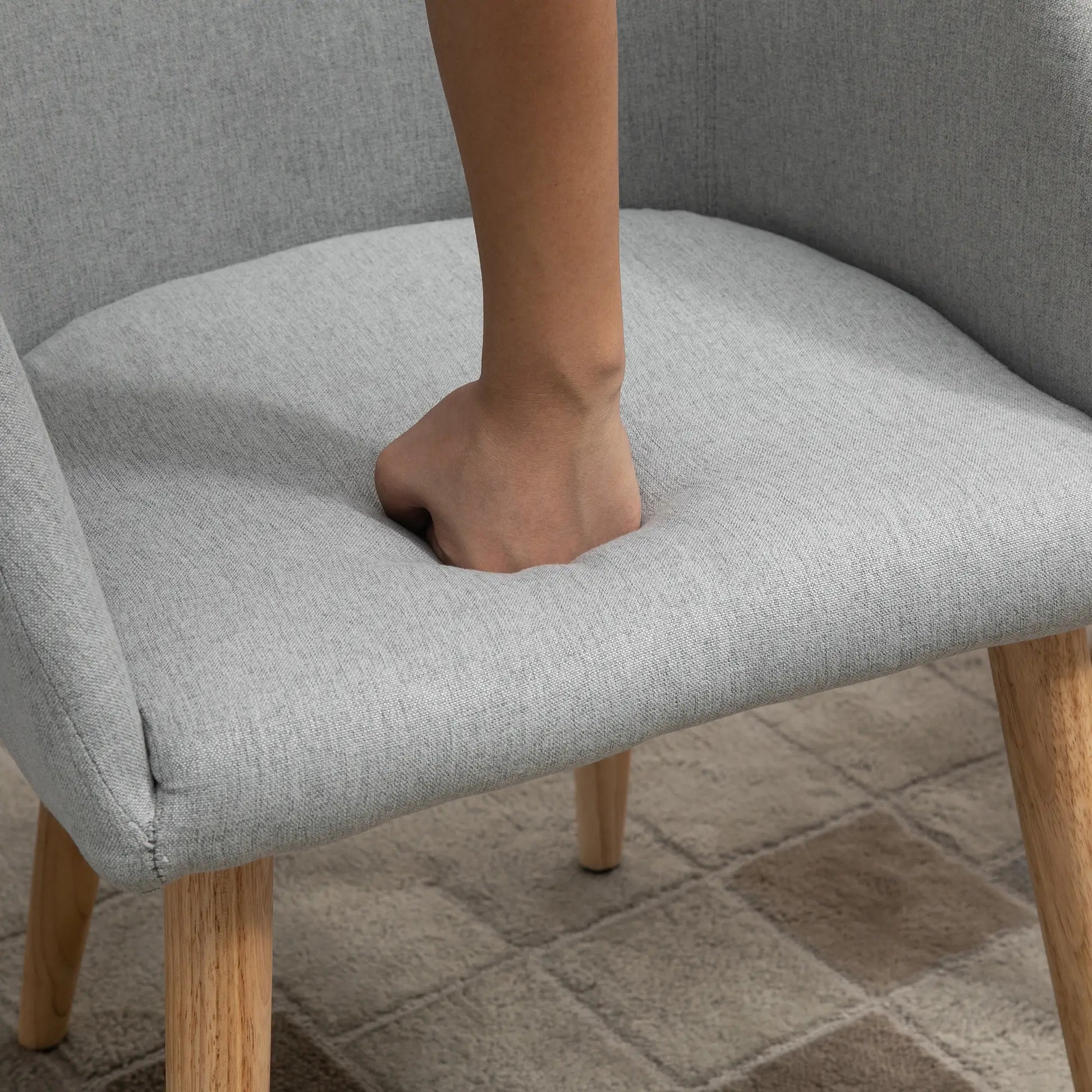 SILLA DE COMEDOR TAPIZADA EN LINO SINTÉTICO – GRIS image 2