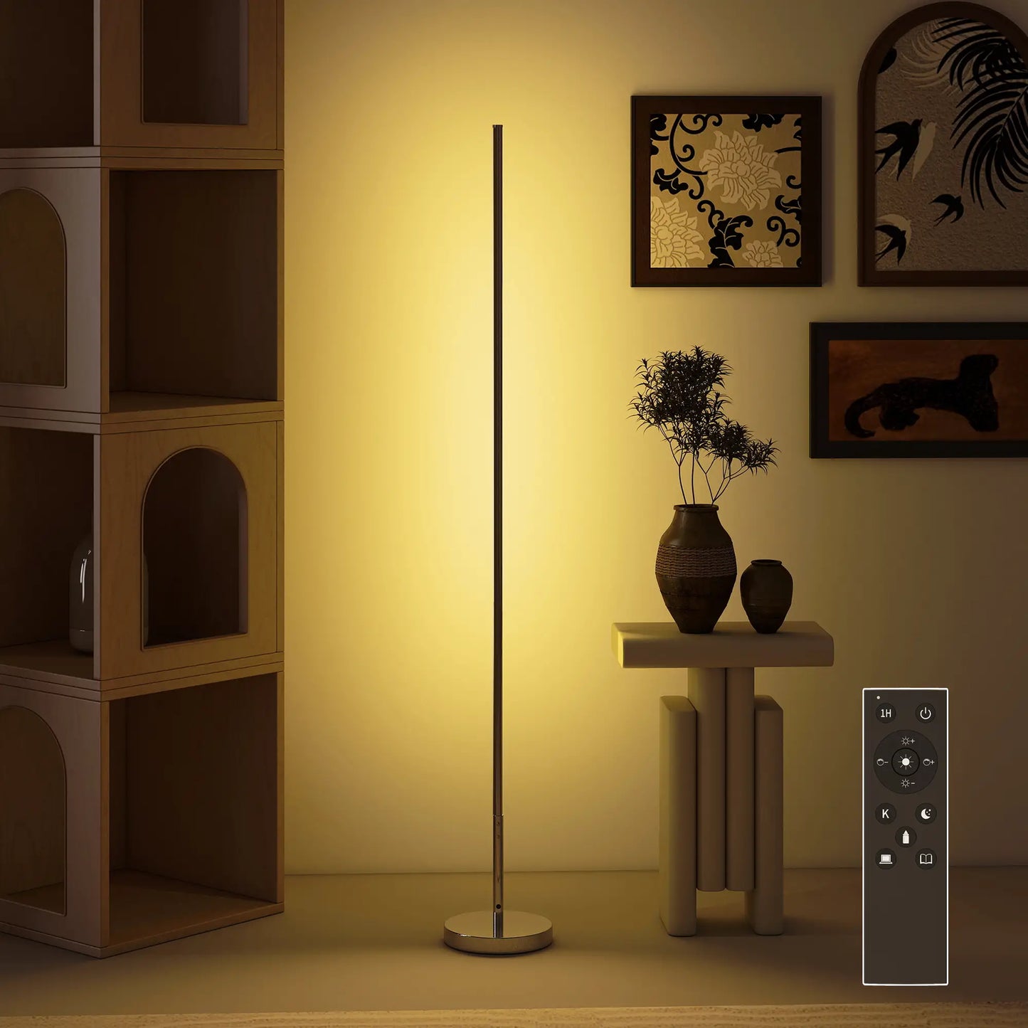 💡 Lámpara de Pie LED Moderna Regulable con Mando a Distancia – Brillo y Temperatura de Color Ajustables Color Gris Plata