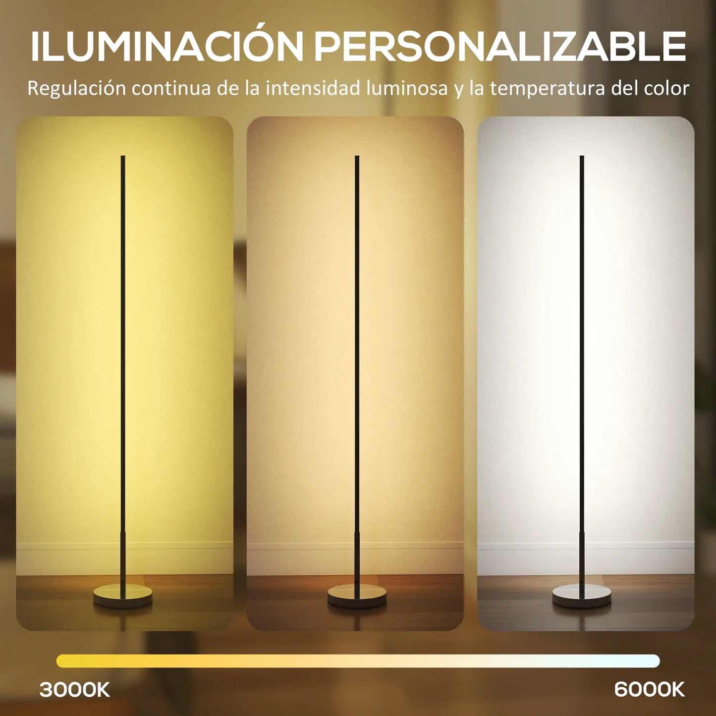 💡 Lámpara de Pie LED Moderna Regulable con Mando a Distancia – Brillo y Temperatura de Color Ajustables Color Gris Plata