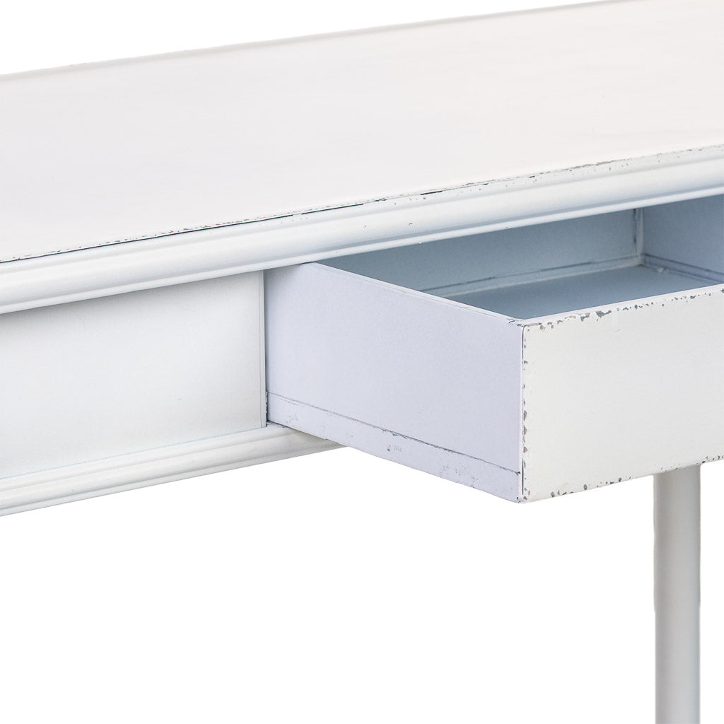 KIT RECIBIDOR ALKA DE METAL BLANCO ENVEJECIDO 1 CAJÓN + 1 BALDA image 5