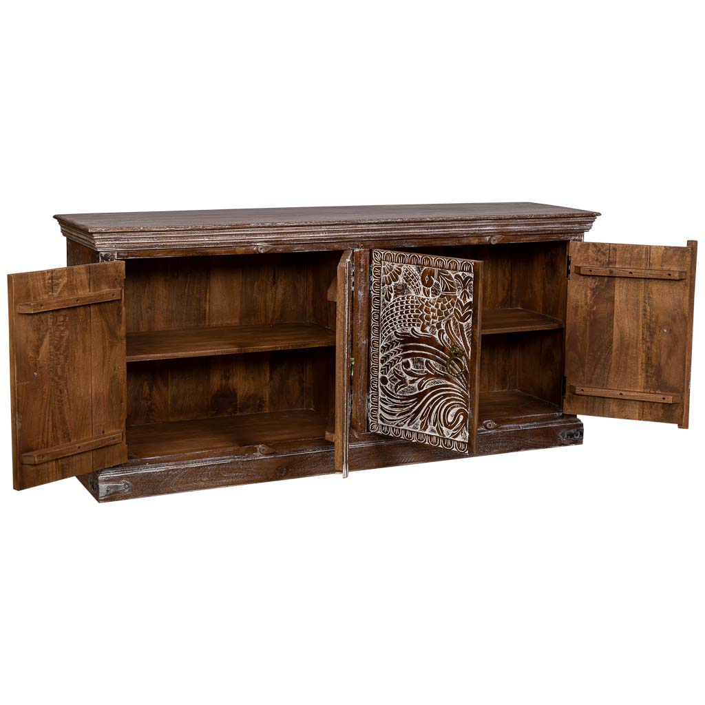 APARADOR AKI DE MADERA ARTESANAL CON 4 PUERTAS MARRÓN image 1
