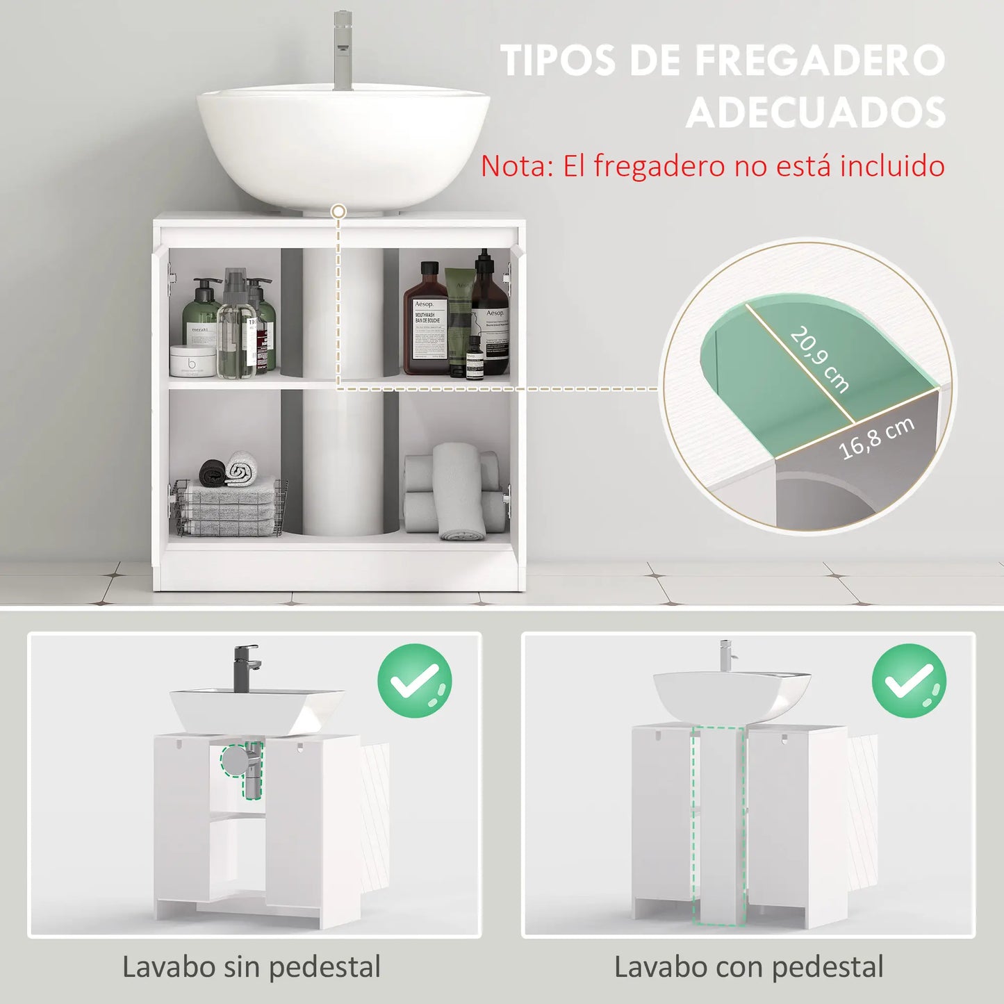 MUEBLE BAJO LAVABO BLANCORA U-60 image 6