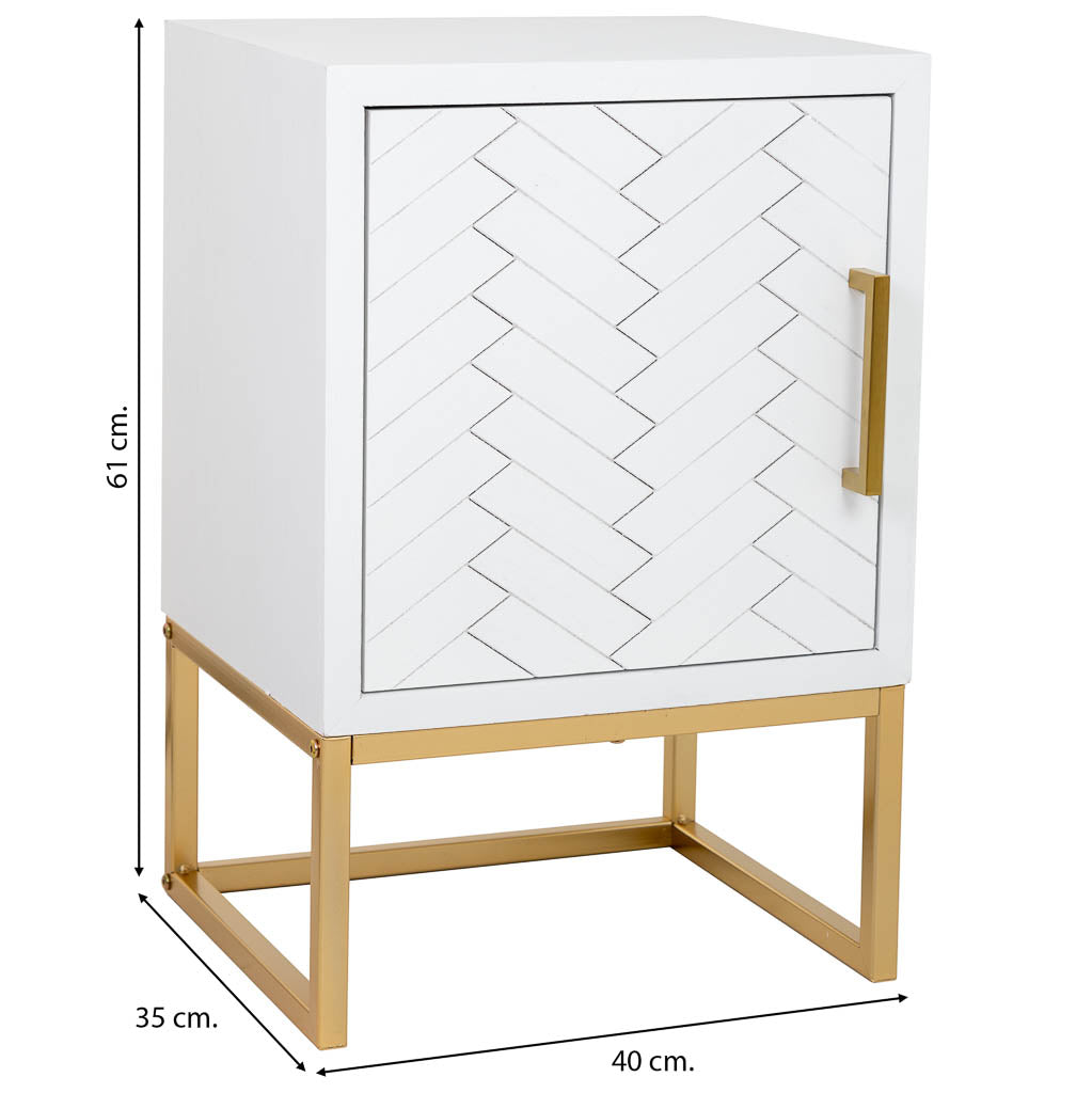 MESITA DE NOCHE MARTA BLANCA DE MADERA Y METAL CON 1 PUERTA image 2