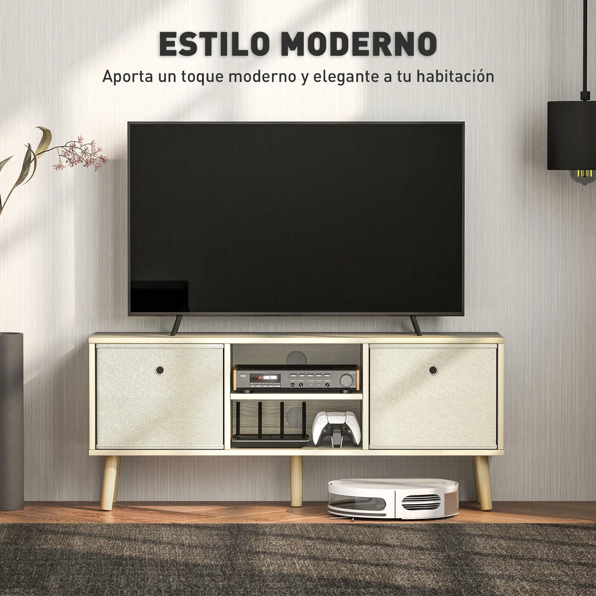 MUEBLE TV 110 CM MADERA CLARA & BEIGE image 8
