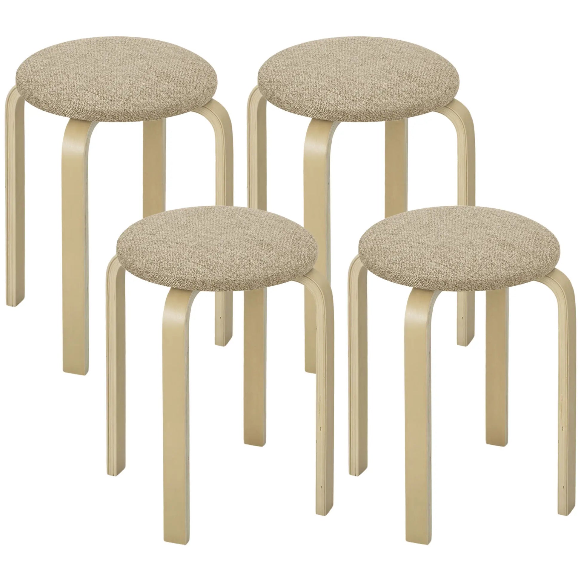 JUEGO DE 4 TABURETES APILABLES DE MADERA CON ASIENTO ACOL CAQUI – MODELO KENIA image 6