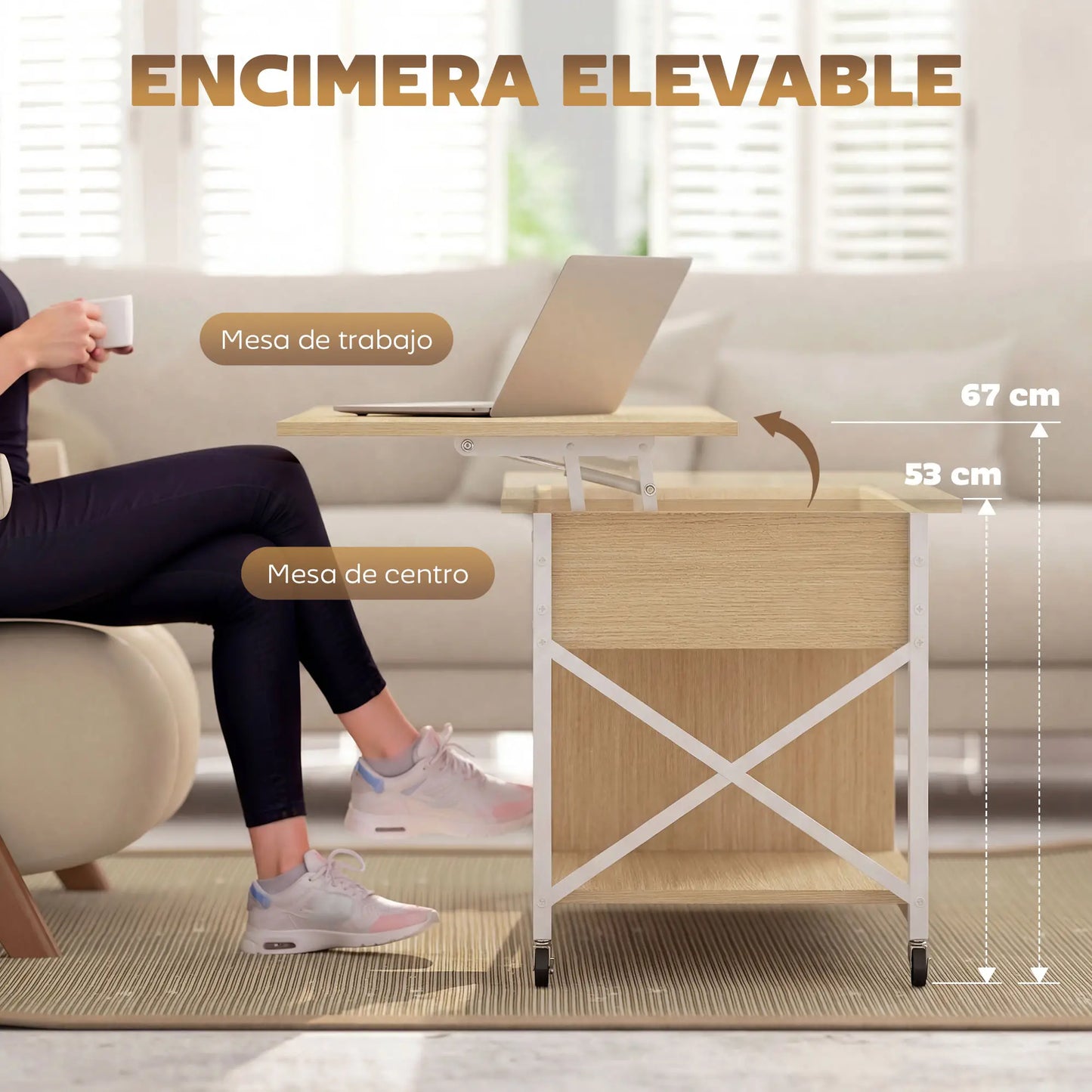 🛋️ Mesa de Centro Elevable FLOW – Funcionalidad Inteligente con Ruedas