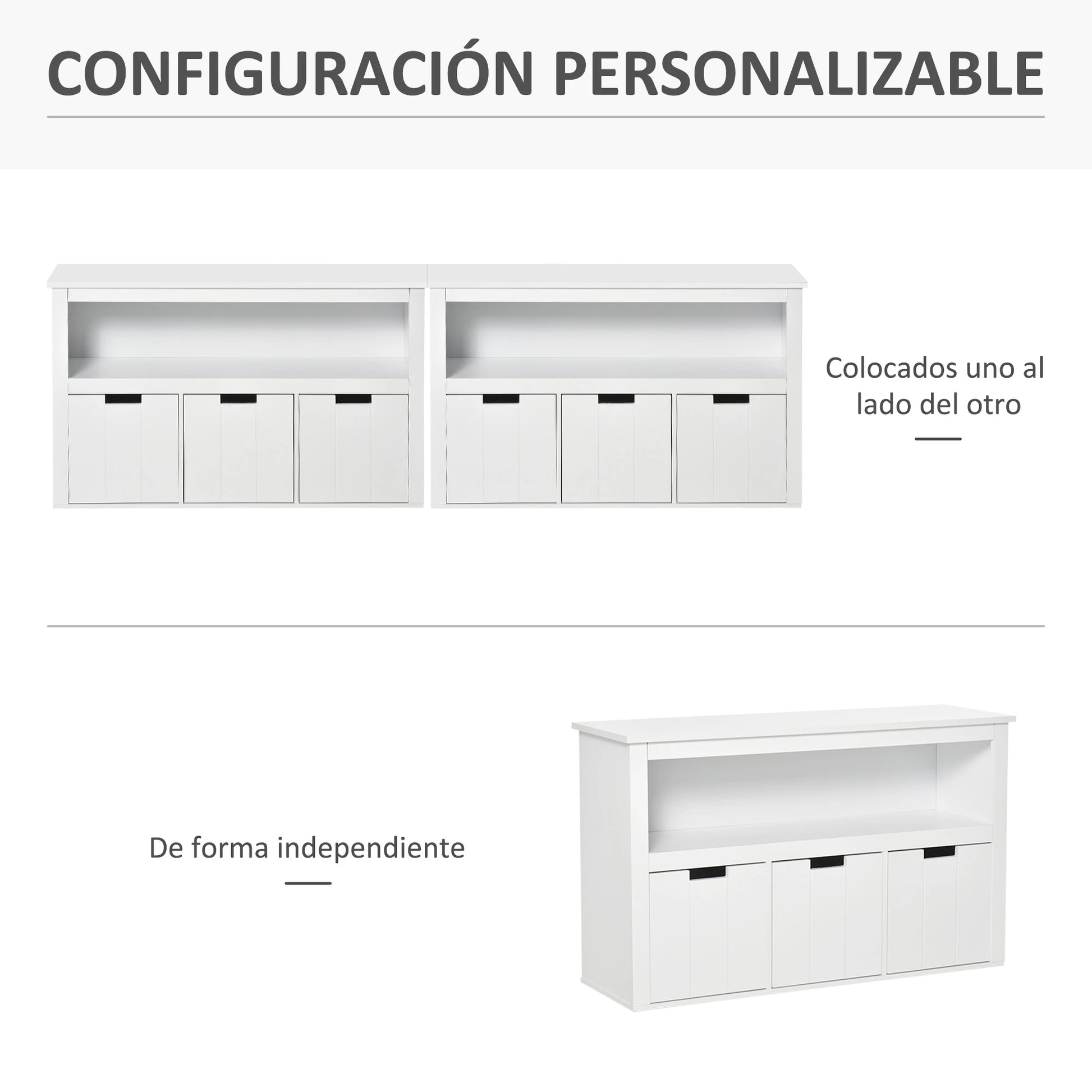 APARADOR DE SALÓN BLANCO CON 3 CAJONES Y ESTANTES – MODELO NORDIK image 6
