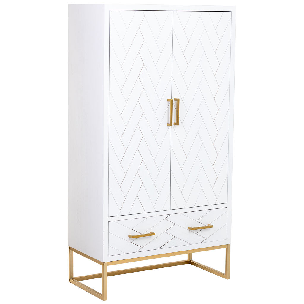 ARMARIO MARTA DE MADERA Y METAL BLANCO 2 PUERTAS Y 1 CAJÓN image 0