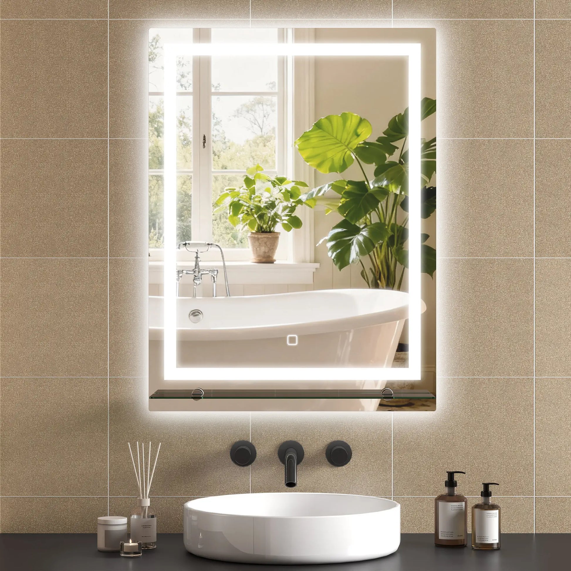 ESPEJO DE BAÑO LED AURION SHELF 60X80 CON ESTANTE DE VIDRIO Y MEMORIA image 8
