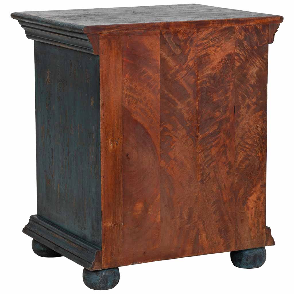 MESITA DE NOCHE DALIAN ARTESANAL AZUL PATINADO DE MADERA image 6