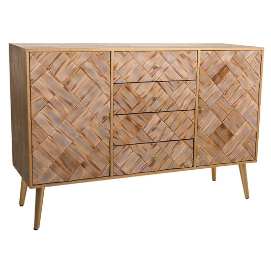 🪵 APARADOR MASAYA – MADERA DE PAULOWNIA, 2 PUERTAS Y 4 CAJONES, 120x40,5x81 CM