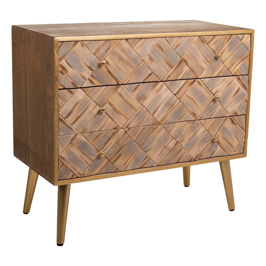 🪵 CÓMODA MASAYA – MADERA DE PAULOWNIA, 3 CAJONES, 73x36x65 CM
