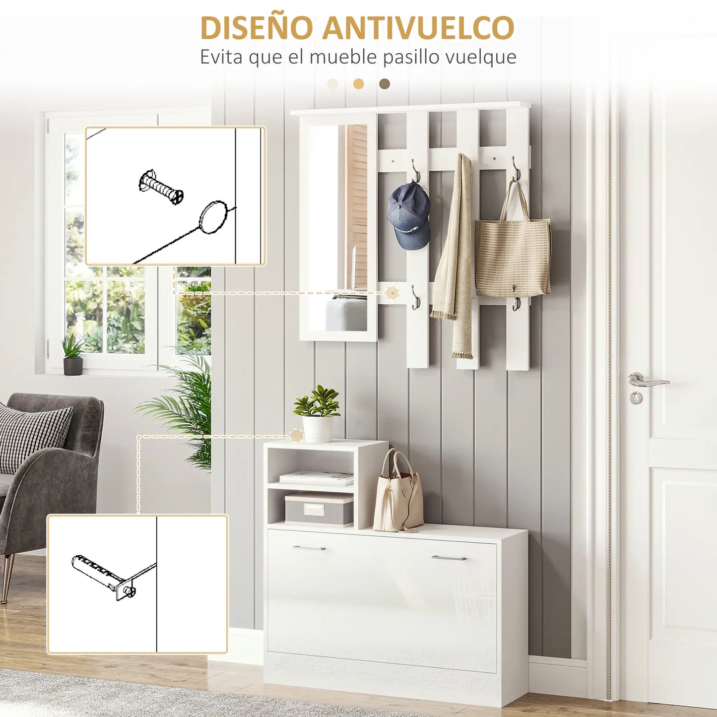 RECIBIDOR BRIGHT&STORE WHITE 3 EN 1 image 9