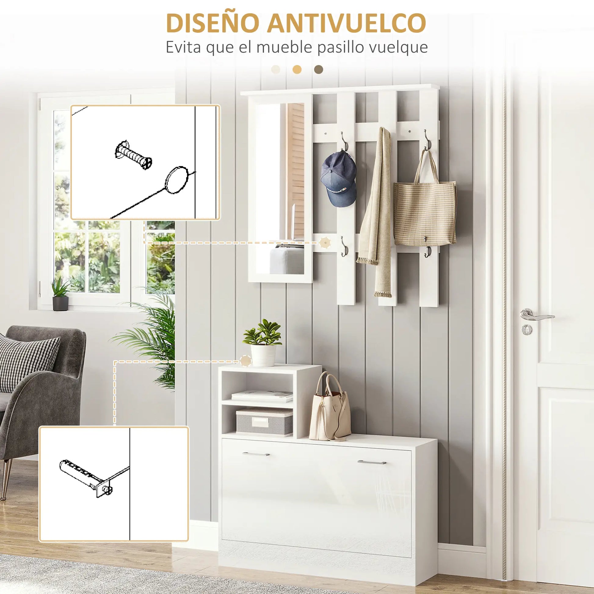 RECIBIDOR BRIGHT&STORE WHITE 3 EN 1 image 9