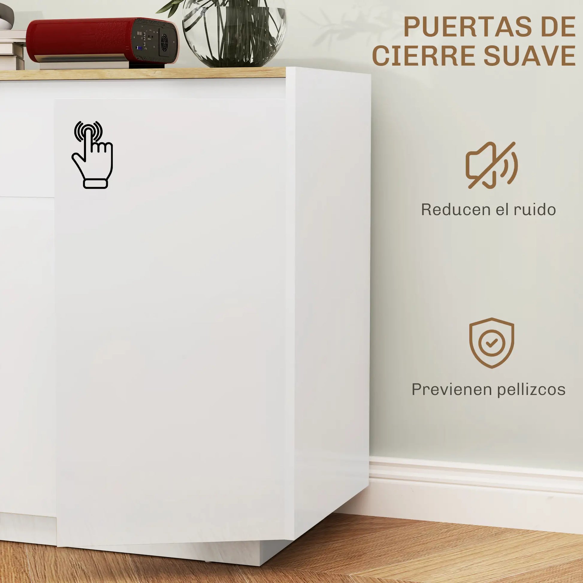 APARADOR DE SALÓN CON 4 PUERTAS, CAJÓN Y ESTANTES AJUSTABLES 140 CM – BLANCO BRI image 3