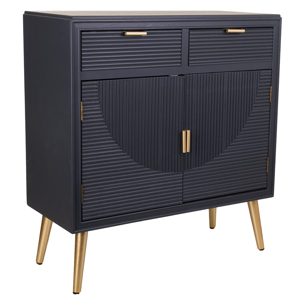 🏠 Recibidor Colección NIA 2 Puertas y 2 Cajones – Gris Antracita con Tiradores Dorados
