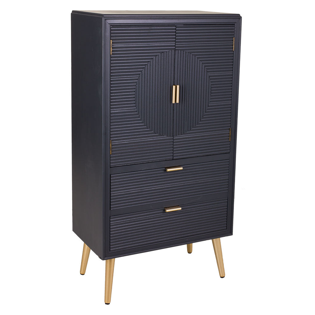 🚪 Armario Colección NIA 2 Puertas y 2 Cajones – Gris Antracita con Tiradores Dorados