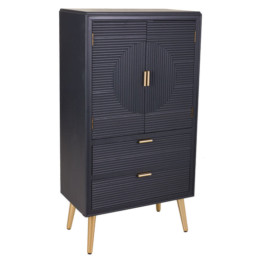 🚪 Armario Colección NIA 2 Puertas y 2 Cajones – Gris Antracita con Tiradores Dorados