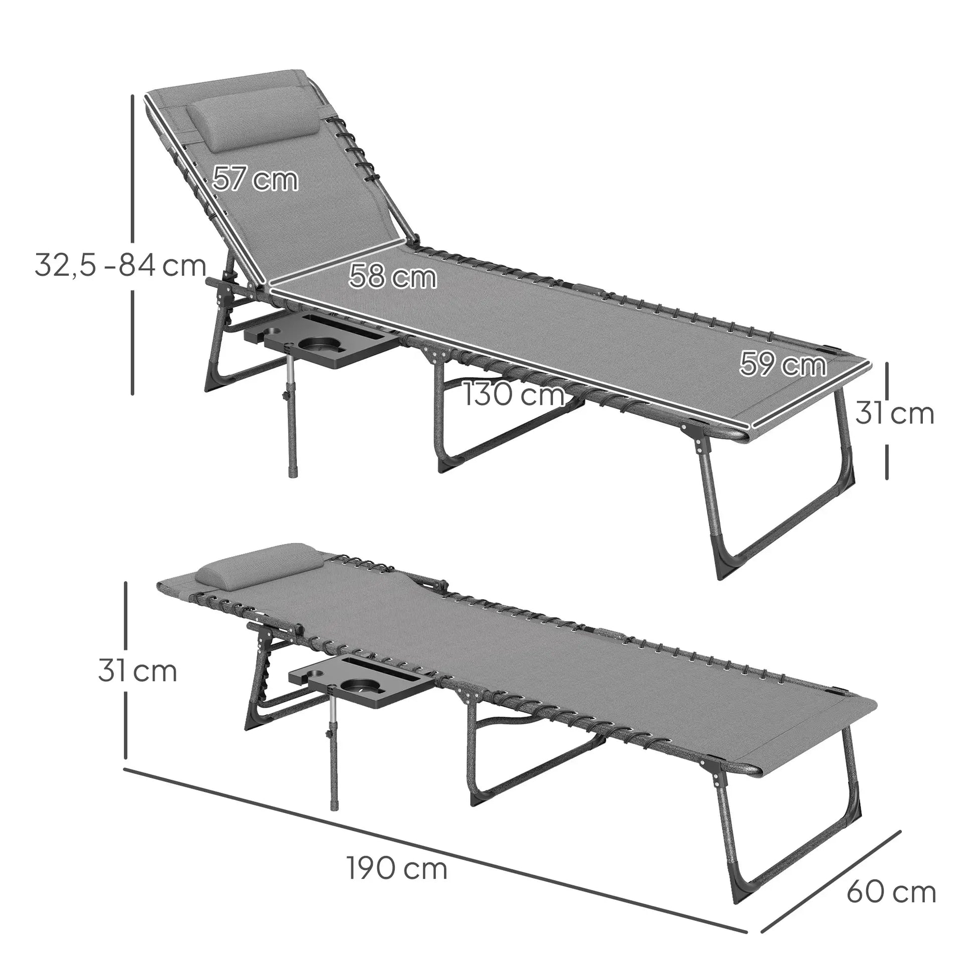 TUMBONA DE JARDÍN PLEGABLE RECLINABLE STEEL COMFORT PRO GRIS image 8