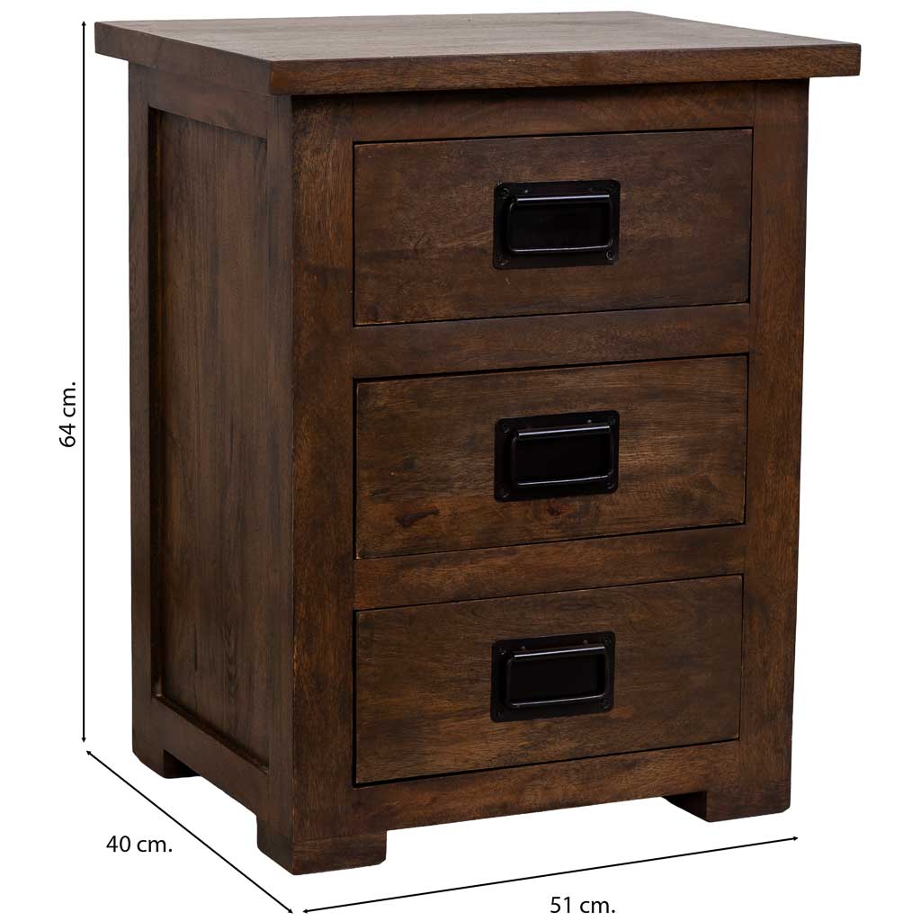 MESITA ÓXIDO ARTESANAL DE MADERA MACIZA CON 3 CAJONES image 2