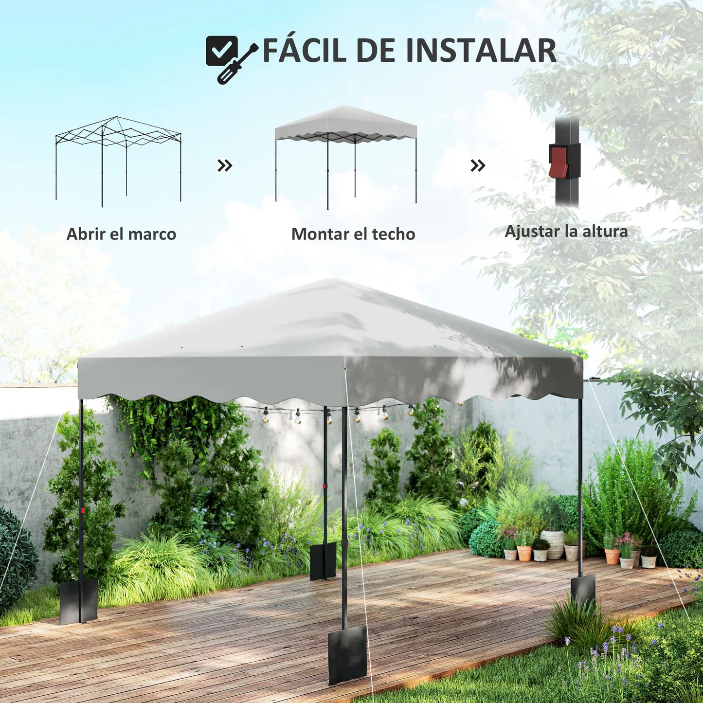 CARPA PLEGABLE DE JARDÍN AURA SHADE 3X3 BLANCA image 8