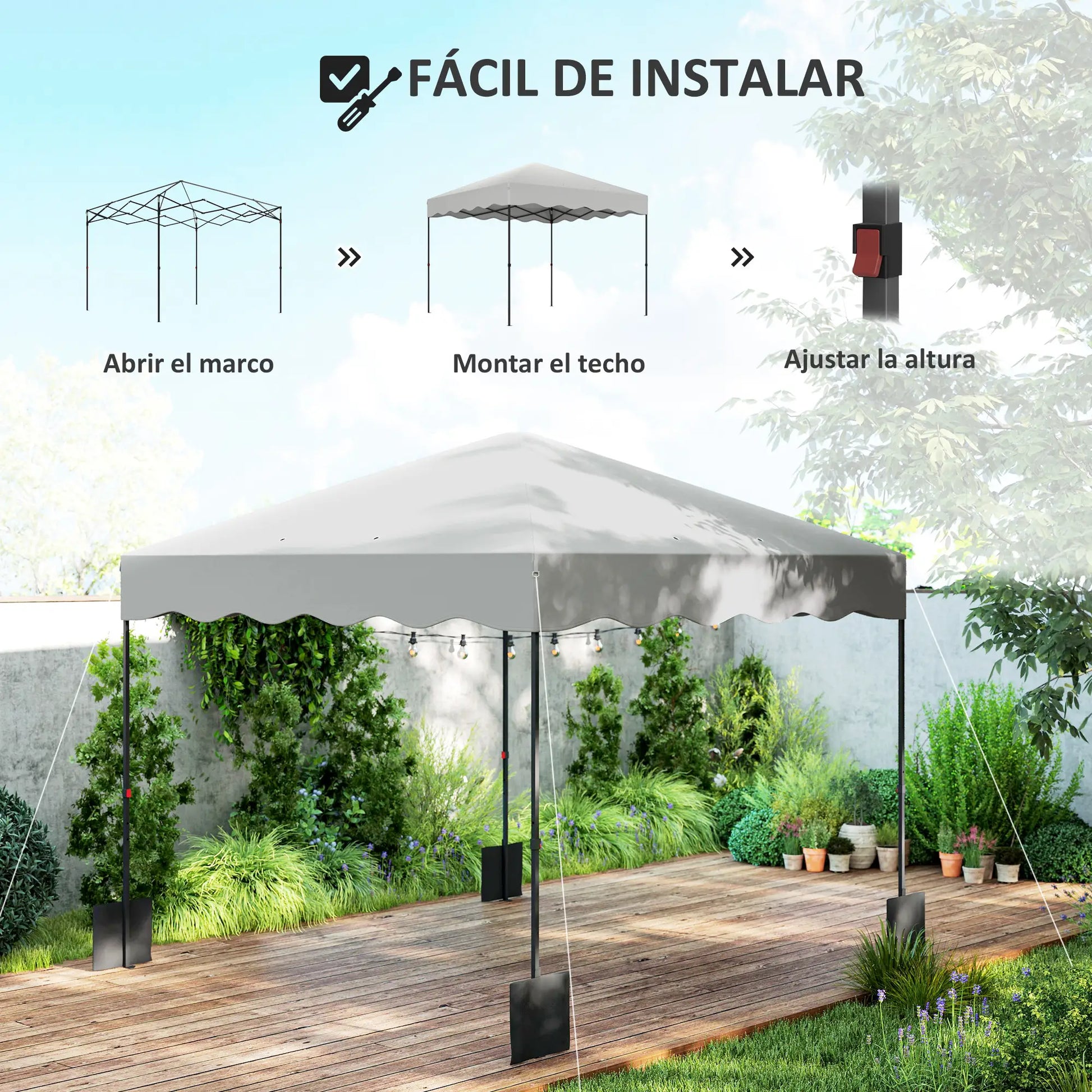 CARPA PLEGABLE DE JARDÍN AURA SHADE 3X3 BLANCA image 8