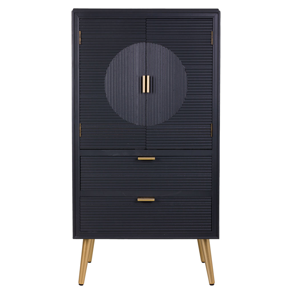 🚪 Armario Colección NIA 2 Puertas y 2 Cajones – Gris Antracita con Tiradores Dorados