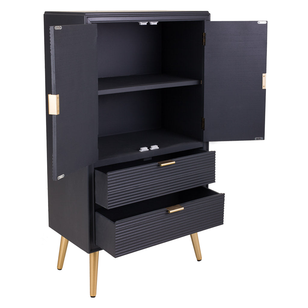 🚪 Armario Colección NIA 2 Puertas y 2 Cajones – Gris Antracita con Tiradores Dorados