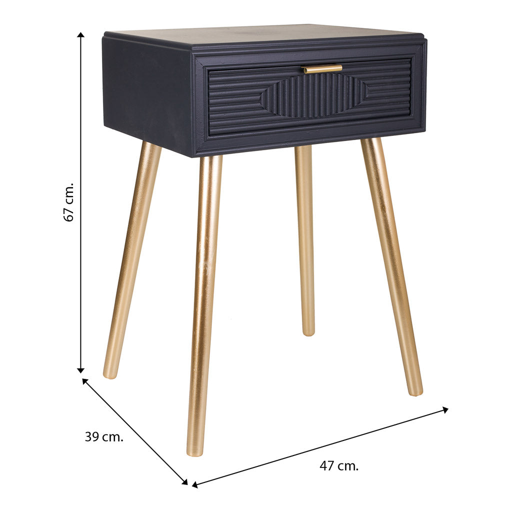 🛏️ Mesita de Noche Colección NIA 1 Cajón – Gris Antracita Estilo Nórdico