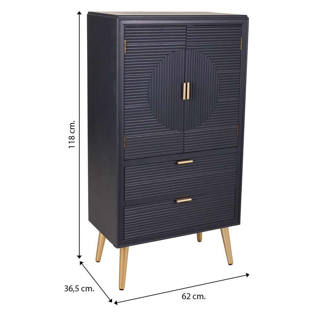 🚪 Armario Colección NIA 2 Puertas y 2 Cajones – Gris Antracita con Tiradores Dorados