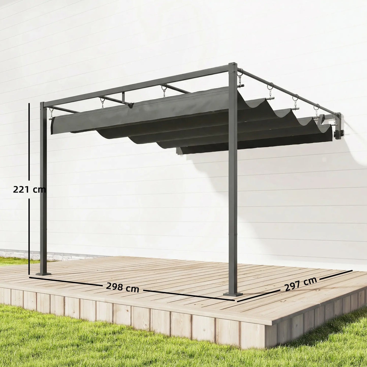🌿 PÉRGOLA DE PARED “URBANOVA” 3x3m – TECHO RETRÁCTIL Y DISEÑO MODERNO