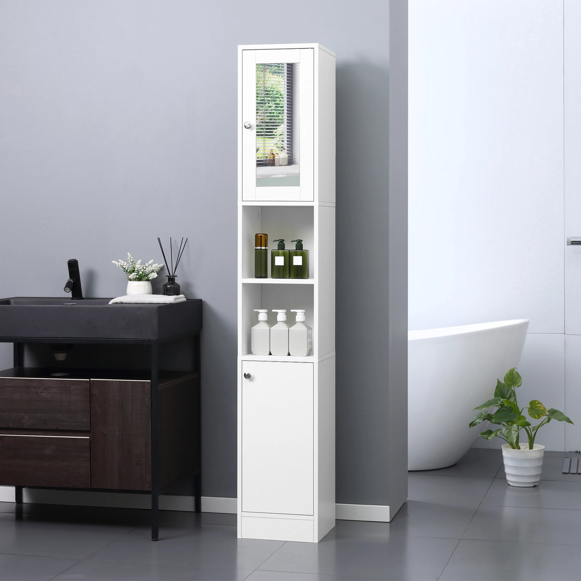 ARMARIO ALTO DE BAÑO ESPELYA 180 CON ESPEJO image 3