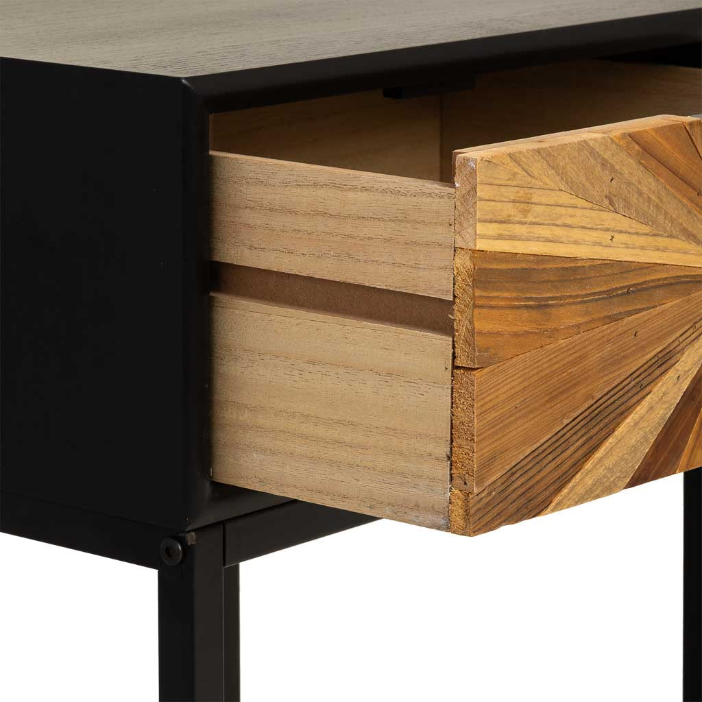 MESITA DE NOCHE TAKI DE MADERA RECUPERADA NEGRA 1 CAJÓN image 6