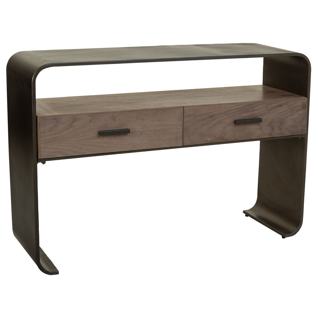 🏠 RECIBIDOR DUNA 122 – MADERA DE ABETO + METAL NEGRO · 2 CAJONES · ESTILO INDUSTRIAL