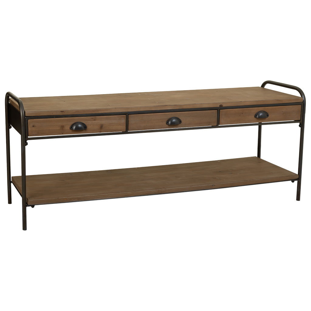 🪵 APARADOR DUNA 149 – MADERA DE ABETO + METAL · 3 CAJONES + BALDA INFERIOR · ESTILO INDUSTRIAL