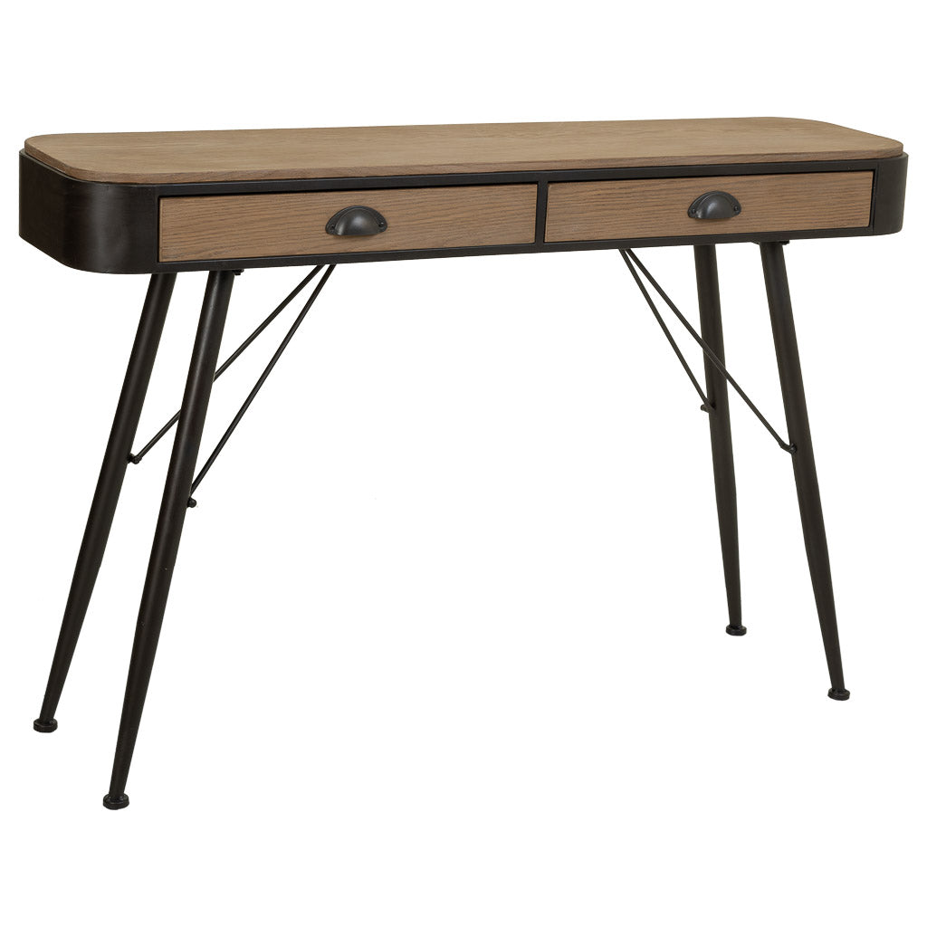 🏠 RECIBIDOR DUNA 120 – MADERA DE ABETO + METAL · 2 CAJONES · FONDO REDUCIDO · ESTILO INDUSTRIAL