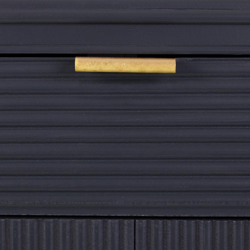 🛏️ Mesita de Noche Colección NIA 1 Puerta y 1 Cajón – Gris Antracita con Detalles Dorados