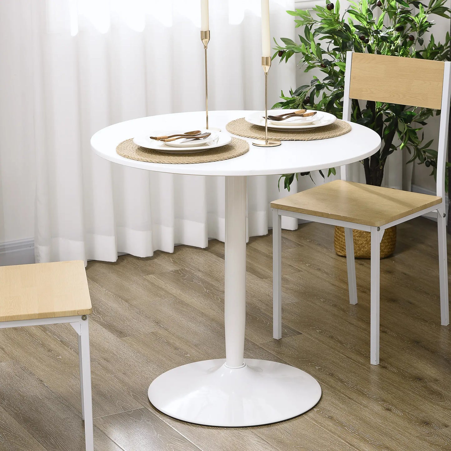 MESA DE COMEDOR REDONDA 80 CM BLANCA O NEGRA – MODELO NÁPOLES image 7