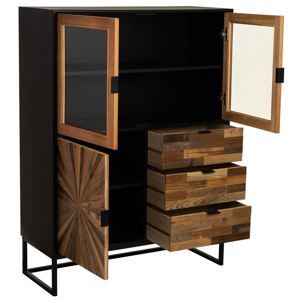 VITRINA TAKI DE MADERA RECUPERADA NEGRA image 1