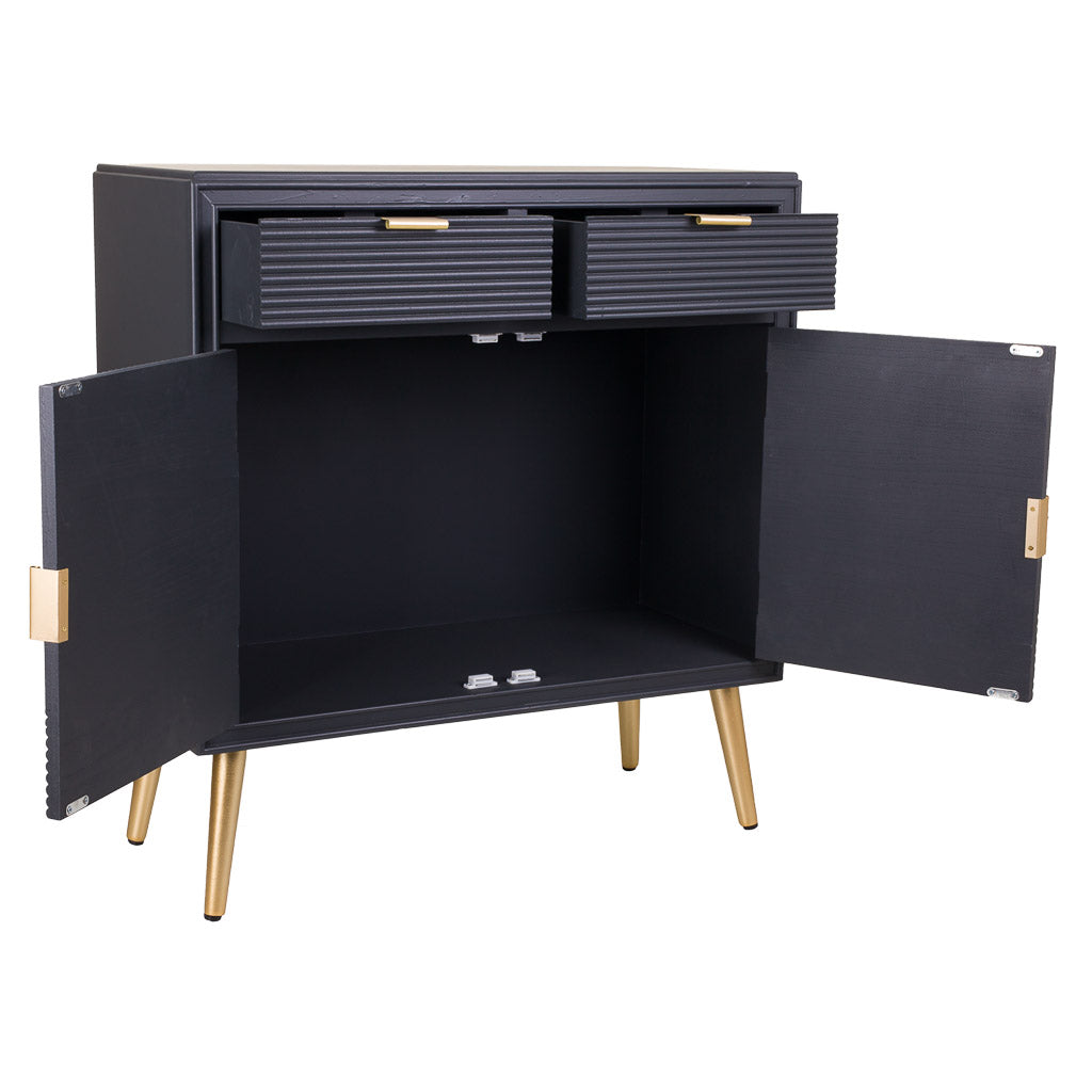 🏠 Recibidor Colección NIA 2 Puertas y 2 Cajones – Gris Antracita con Tiradores Dorados