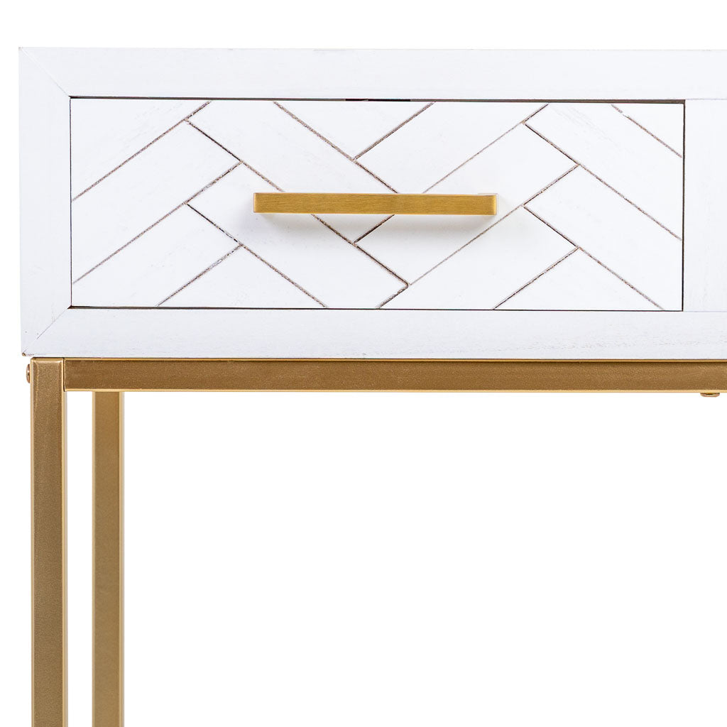 RECIBIDOR MARTA BLANCO CON 2 CAJONES DE MADERA Y METAL image 4