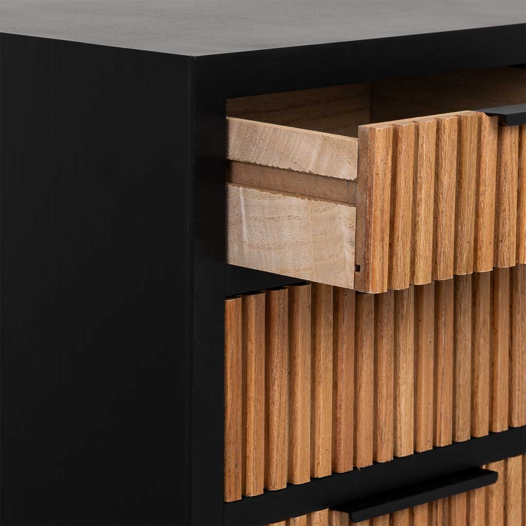 CÓMODA SAORI DE 5 CAJONES DE MADERA Y METAL NEGRO image 3