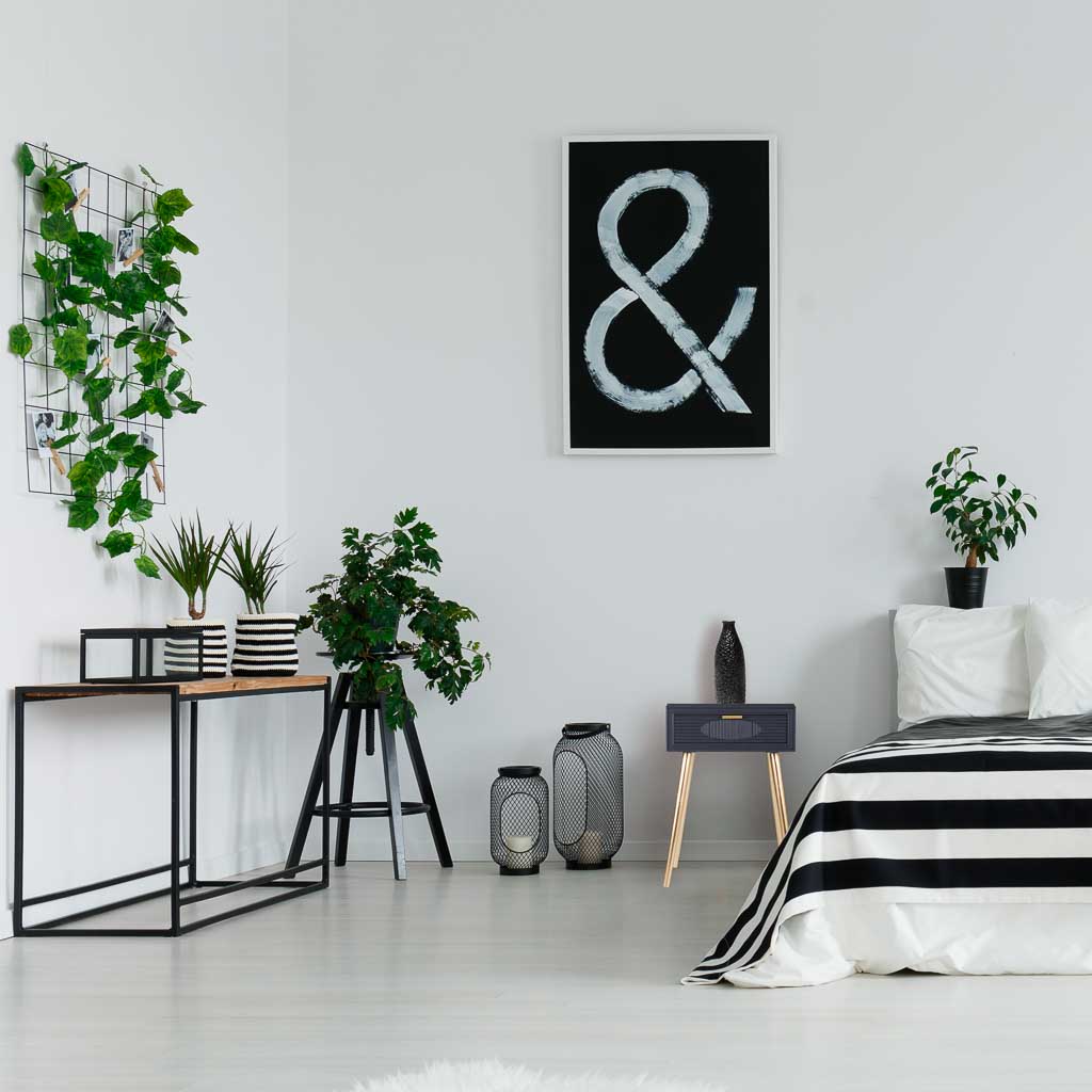 🛏️ Mesita de Noche Colección NIA 1 Cajón – Gris Antracita Estilo Nórdico